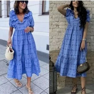 Zara Embroidered Midi Dress